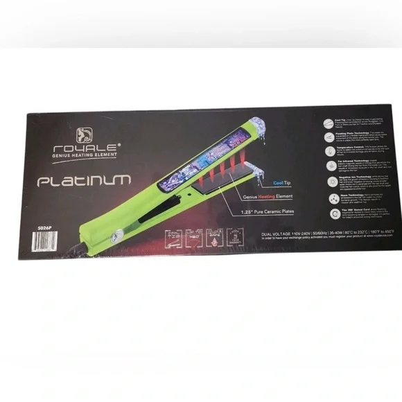 Royale Platinum Genius HeatingHair Straightener Pure Ceramic Plates 1.25